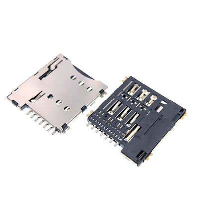 PCB를 위한 푸시-풀 유형 마이크로 7p SIM 카드 소켓 연결관 1.35mm 고도