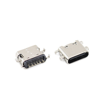 6개의 핀 USB 유형 C 연결관 소켓 PCB 침몰 판 여성 0.8MM 3.1mm