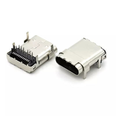 PCB를 위한 구멍 SMT 유형 24Pin USB 3.1 C 암 커넥터를 통해서 정상 산