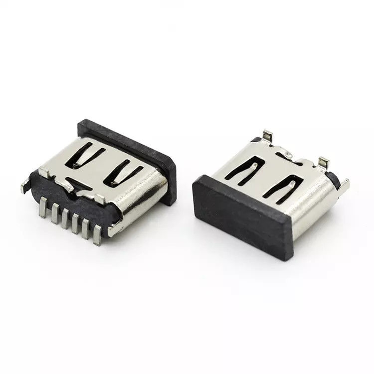 휴대전화를 위한 수직 6P 여성 USB 3.1 C 연결관 잭 소켓 SMT 유형