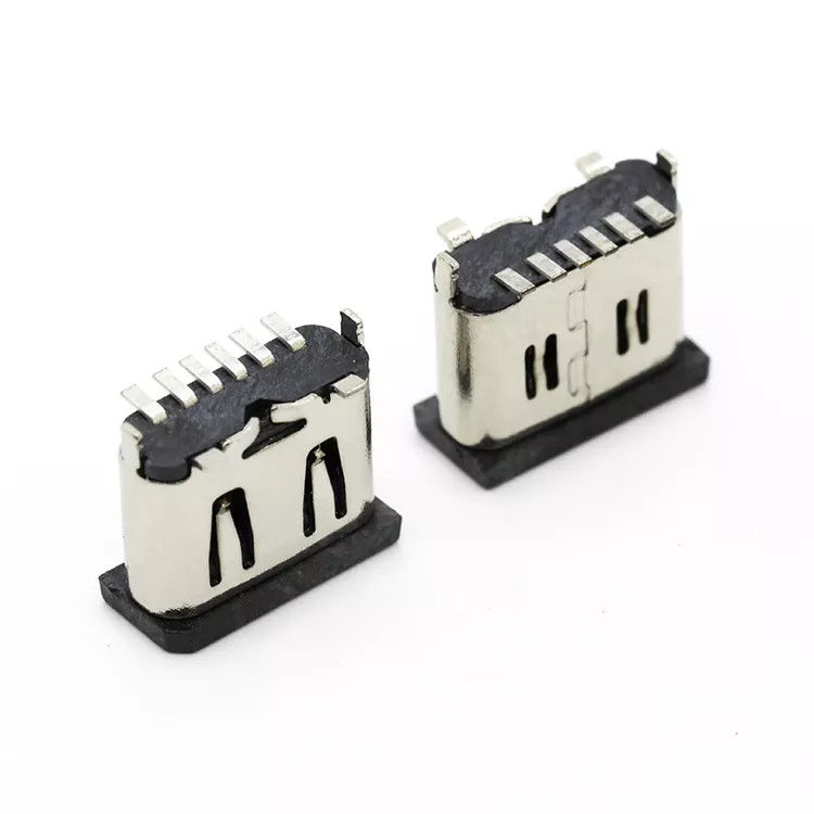 휴대전화를 위한 수직 6P 여성 USB 3.1 C 연결관 잭 소켓 SMT 유형