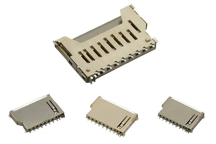 몸 9Pin SD 메모리 카드 연결기 추진 푸시형 구리깍지를 단락시키세요