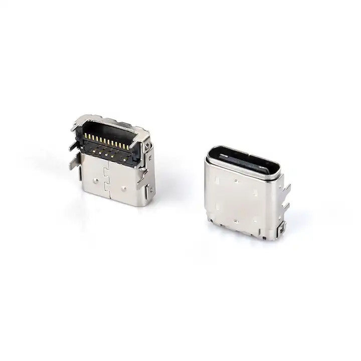 24 핀 USB C 타입 여성 커넥터 DIP+SMT 3.4 전면 플러그 및 충전 케이블을위한 뒷 패치