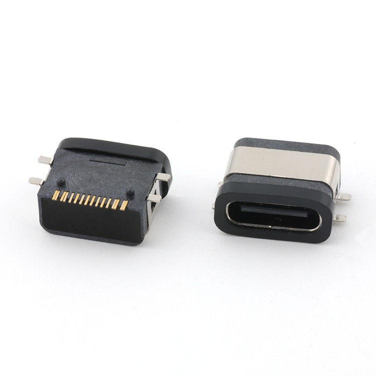 USB 16핀 방수 IPX8 타입 C 여성 커넥터 SMT AC DC 5V 등급 전압