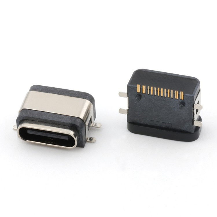 USB 16핀 방수 IPX8 타입 C 여성 커넥터 SMT AC DC 5V 등급 전압