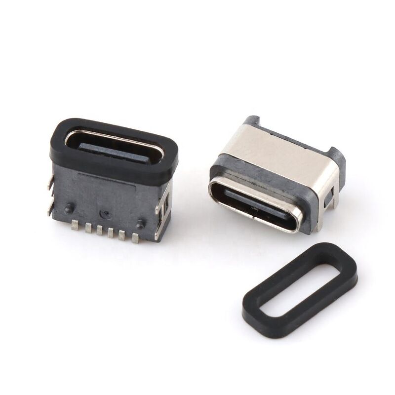 방수 딥 USB 커넥터 6핀 암 직각 방수 타입-C 커넥터
