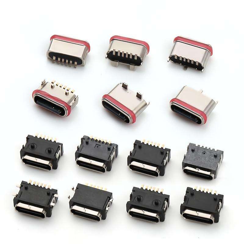 IP67 방수 USB 커넥터 6pin 수평 표면 장착 USB 타입 C 여성 커넥터