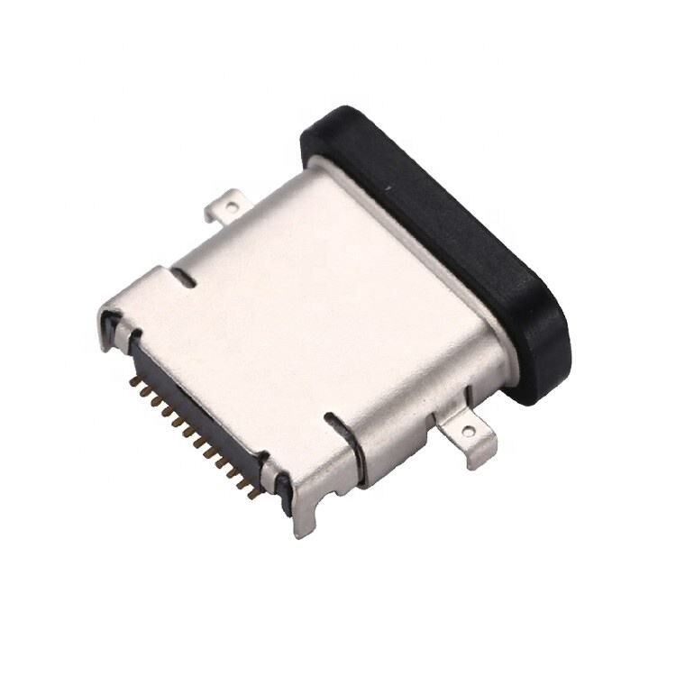 방수 USB 3.1 Type C 24핀 암 커넥터 수평 SMT DIP 마운팅 싱킹 플레이트 USB 소켓