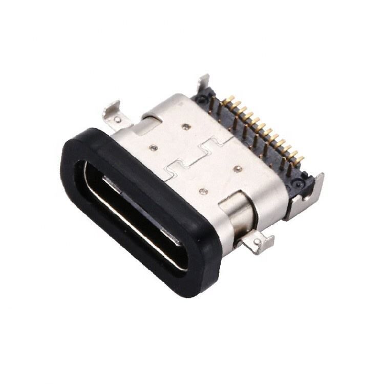 방수 USB 3.1 Type C 24핀 암 커넥터 수평 SMT DIP 마운팅 싱킹 플레이트 USB 소켓