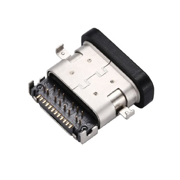 방수 USB 3.1 Type C 24핀 암 커넥터 수평 SMT DIP 마운팅 싱킹 플레이트 USB 소켓