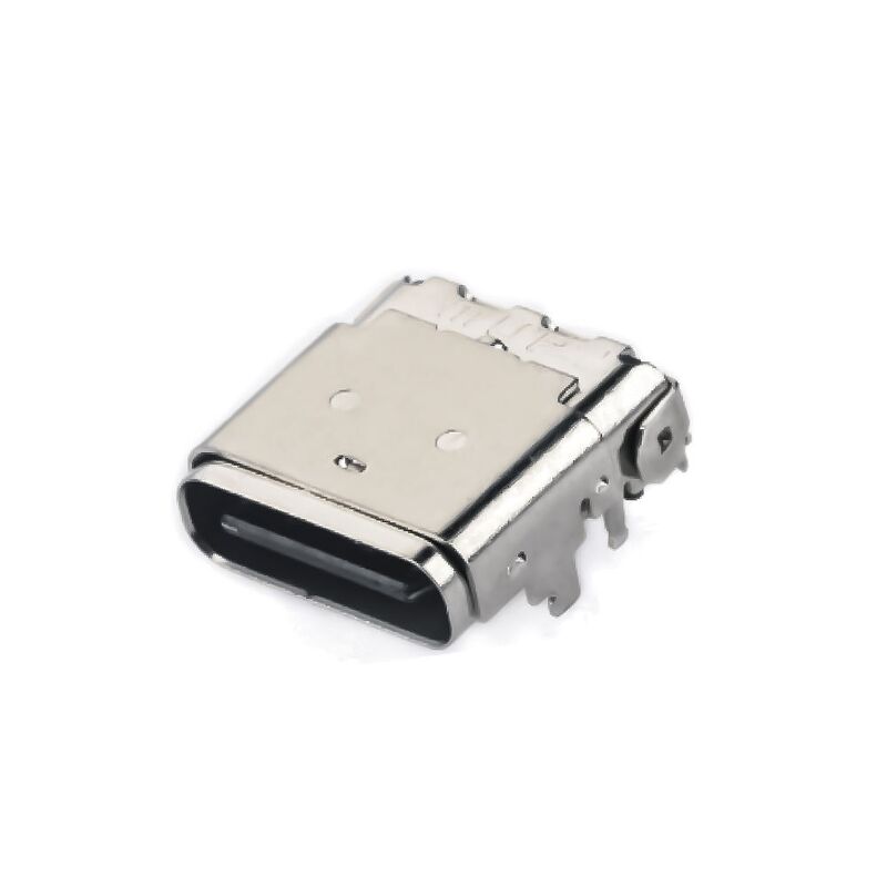 24핀 USB 3.1 Type C 암 하이브리드 직각 리셉터클 커넥터 (휴대폰 충전 및 고속 데이터 전송용)