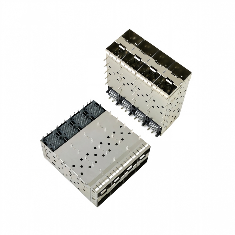 8-포트 160pin SFP+ 프레스-피트 소형 인자 플러거블 (SFP+) 커넥터 매트릭스 구성 2x4 포트 W/o 라이트 모델