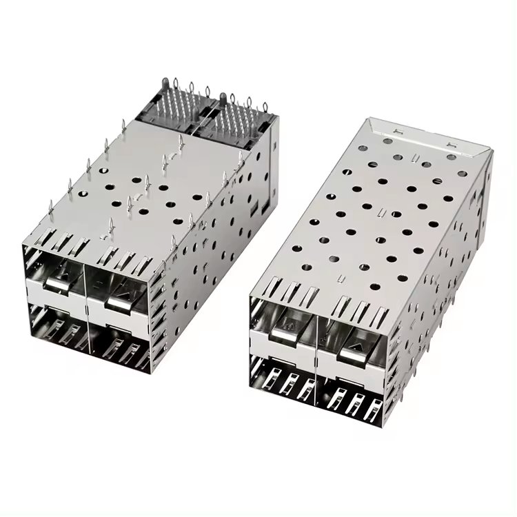 QSFP SFP 케이지 2X2 포트 케이지 라이트 파이프 포함 XFP CFP SFP 커넥터 방진 커버 광섬유 모듈 쉴딩