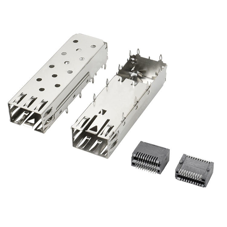 QSFP SFP 케이지 2X2 포트 케이지 라이트 파이프 포함 XFP CFP SFP 커넥터 방진 커버 광섬유 모듈 쉴딩