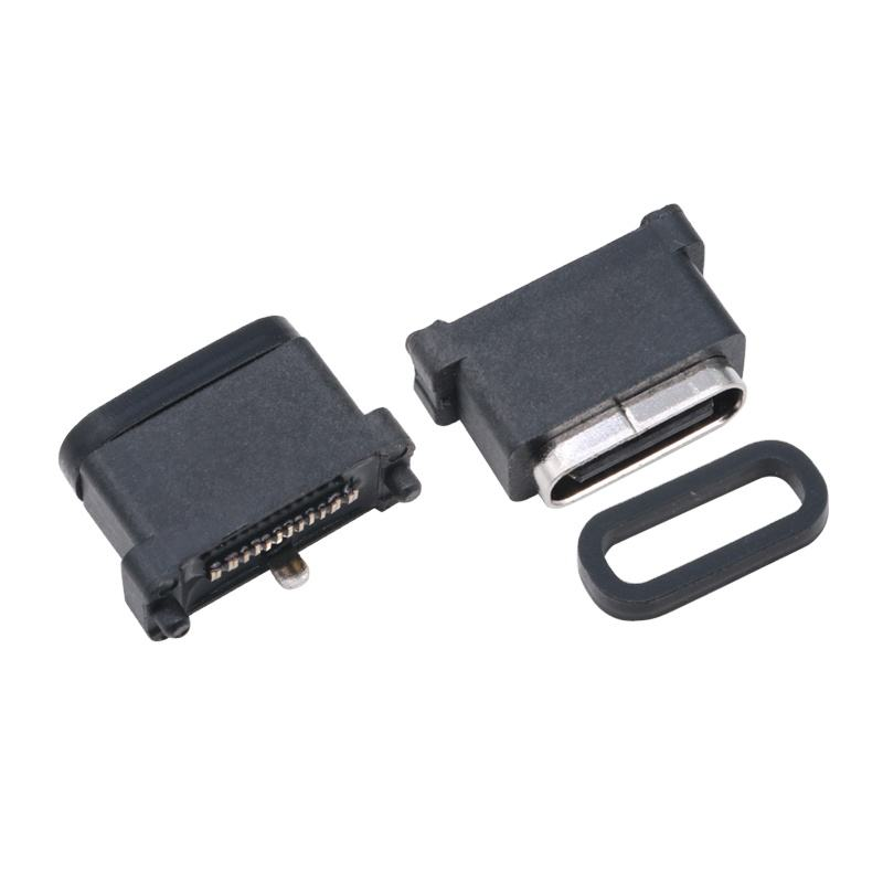 USB 3.2 Type-C 40 Gbps 방수 U4 소켓 24핀 SMT DIP PCB 암형 커넥터 금도금 스테인리스 스틸 5A 100V AC