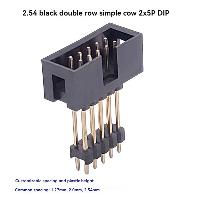2.54mm 피치 검정색 2x5핀 박스 헤더 커넥터 DIP 2열 핀 소켓 맞춤형 헤더 및 와이어 하우징