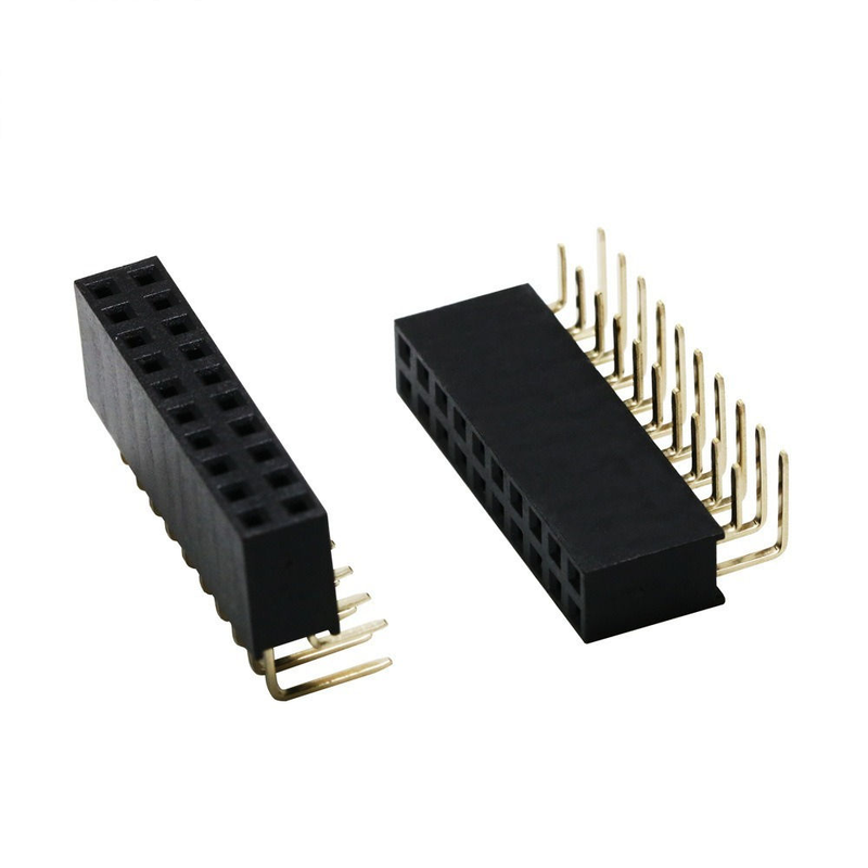 2X10P 20P 이중 줄 구부러진 여성 헤더 피치 2.54mm 핀 PBT 물질 인산 동 콘택트