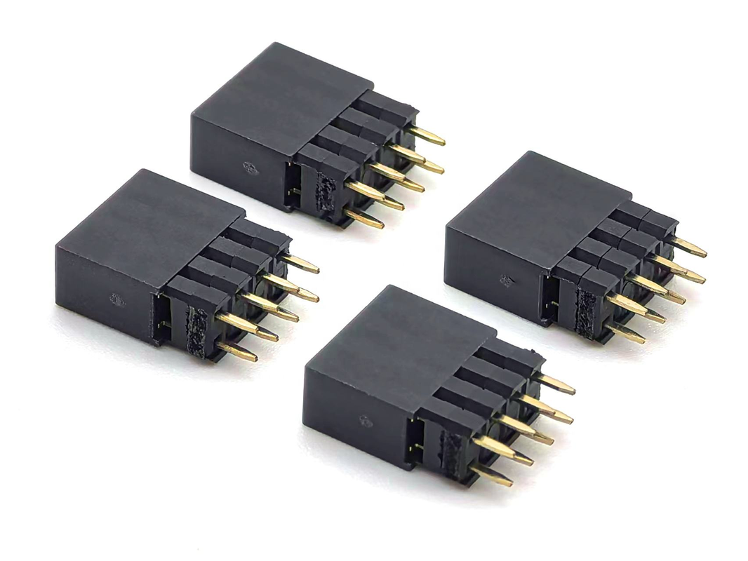 2.54mm Pitch DIN Brass Female Header Connector Dual Row Stack 2mm H2.0 PCB Nylon 600V 3A H12.5mm 2*4P