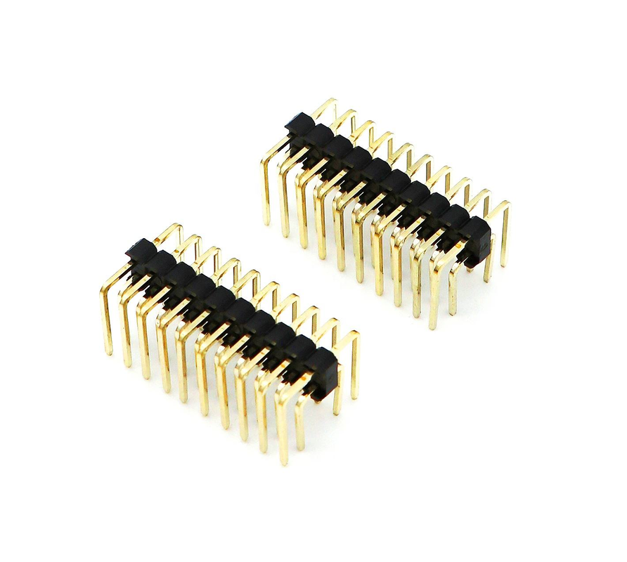 2.54mm 피치 남성 핀 헤더 듀얼 라이브 오른쪽 각 PCB 나일론 SQ0.64mm H2.5mm 2*1P-2*40P
