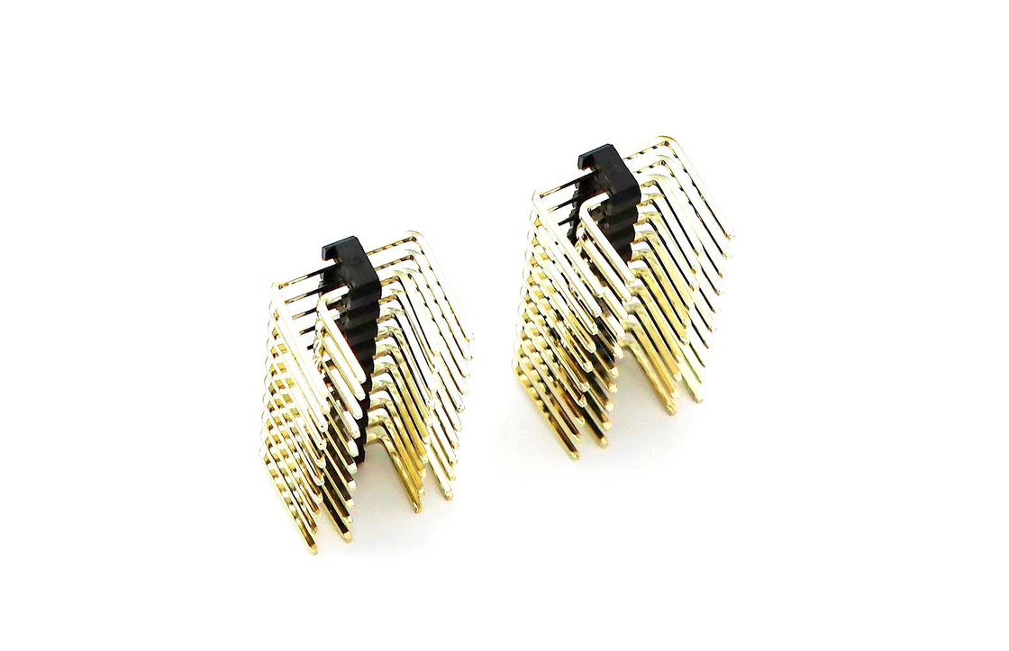 2.54mm 피치 남성 핀 헤더 듀얼 라이브 오른쪽 각 PCB 나일론 SQ0.64mm H2.5mm 2*1P-2*40P