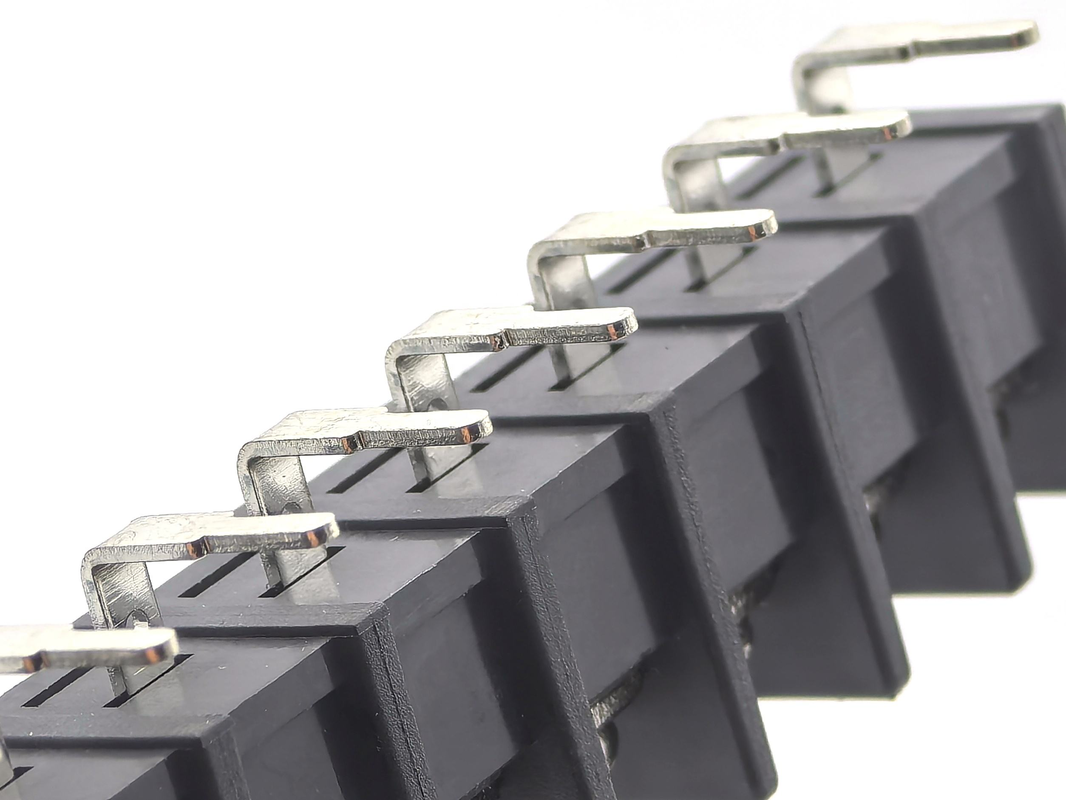 9.5mm Pitch Barrier Terminal Blocks 90-degree DIP Black 11P PA66 Material 300V 25A