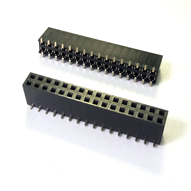 2.54mm 피치 및 황동 금 플래시 접점의 PA6T UL94V-0 암 헤더 커넥터