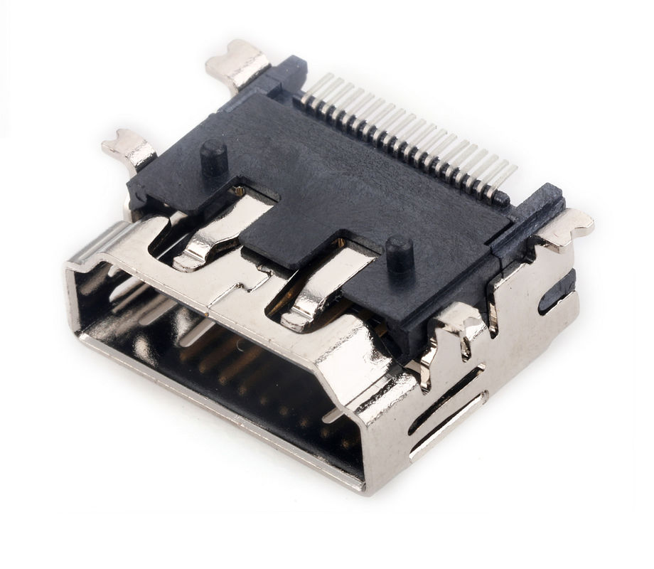 수평한 HDMI PCB 소켓 여성 SMT 유형 A 연결관 10000 주기