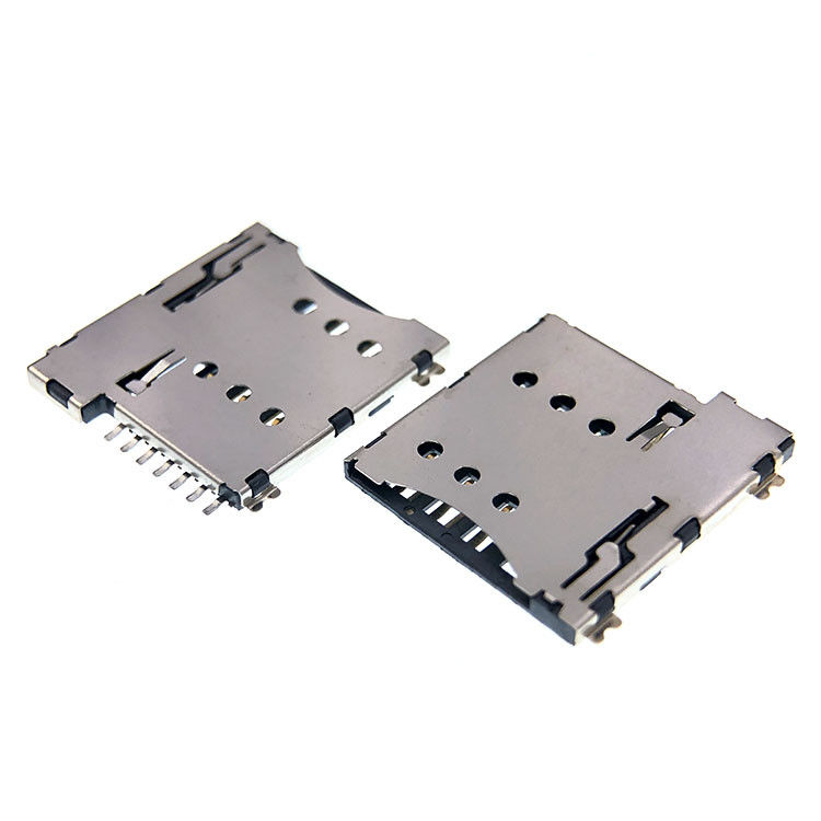 PCB를 위한 푸시-풀 유형 마이크로 7p SIM 카드 소켓 연결관 1.35mm 고도