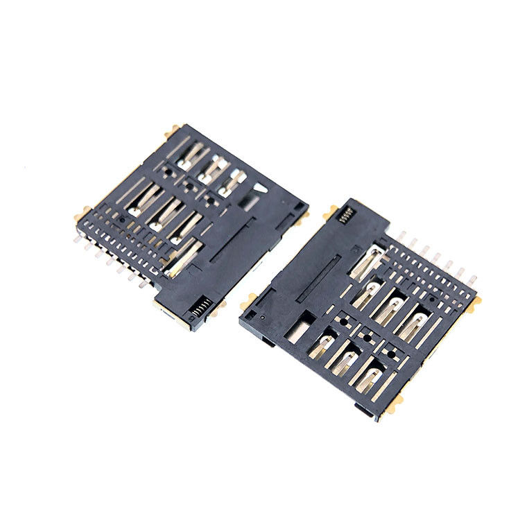 PCB를 위한 푸시-풀 유형 마이크로 7p SIM 카드 소켓 연결관 1.35mm 고도