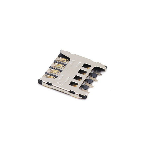 LCP 8 핀 마이크로 SIM 카드 소켓 연결관 푸시-풀 H1.8mm 5000 주기 내구성