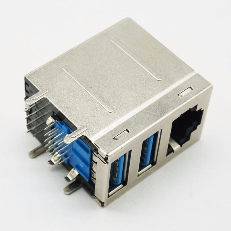 LAN 이더넷 네트워크용 PBT 콤보 USB 3.0 180도 RJ45 커넥터