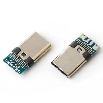 PCB 남성 소켓을 가진 USB 연결관 유형 C 마개 24핀 4 핵심 땜납 철사