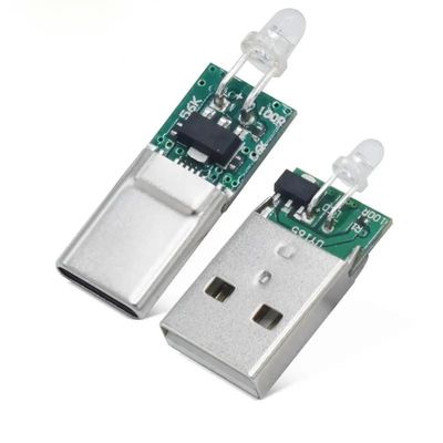 구리 USB 타입 C 남성 커넥터와 LED 조명